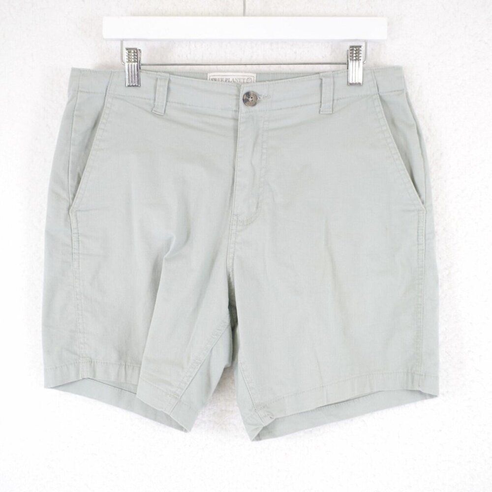Free Planet Chino Shorts Green / Gray 32/6 Mid‎ Rise Tagged 30